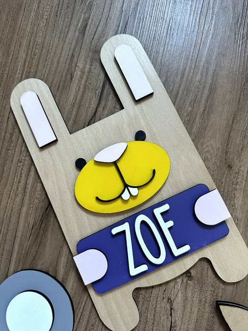 Detská menovka na dvere / do izbičky zajačik