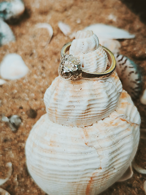 Strieborný prsteň mušľa 