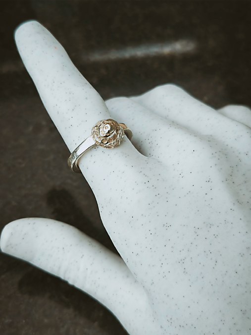 Strieborný prsteň mušľa 