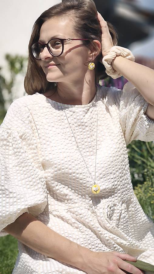 Sady šperkov - Vyšívaný set - Biela Margarétka - 17560927_