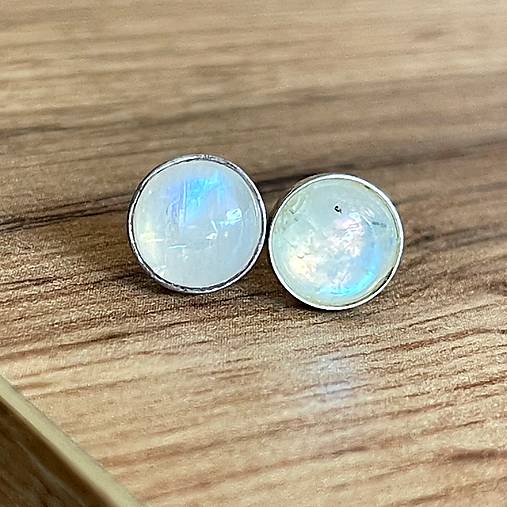 ZĽAVA 20% Moonstone Silver Ag925 Stud Earrings / Strieborné náušnice s mesačným kameňom E055