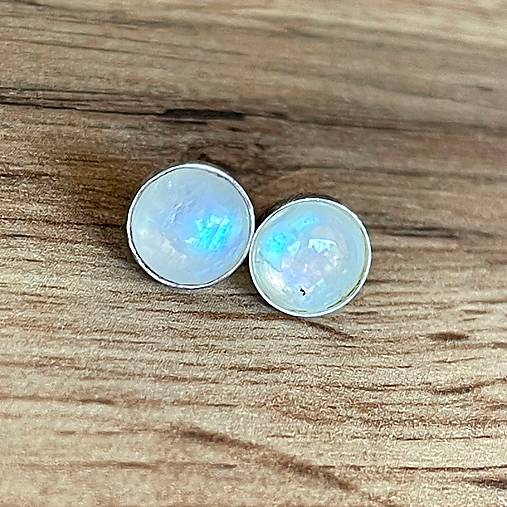 ZĽAVA 20% Moonstone Silver Ag925 Stud Earrings / Strieborné náušnice s mesačným kameňom E055