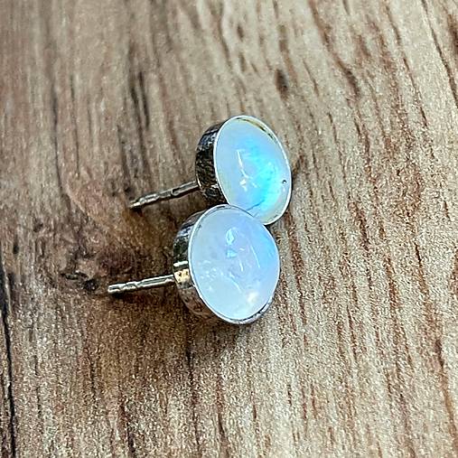 ZĽAVA 20% Moonstone Silver Ag925 Stud Earrings / Strieborné náušnice s mesačným kameňom E055