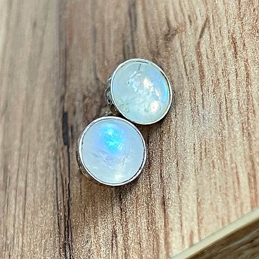 ZĽAVA 20% Moonstone Silver Ag925 Stud Earrings / Strieborné náušnice s mesačným kameňom E055
