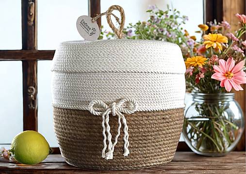 Úložné priestory & Organizácia - Košík s poklopem a jutou 2135 - 17561341_