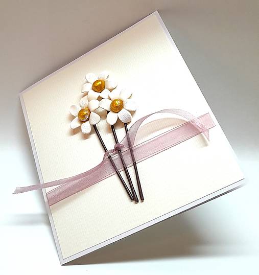 Papiernictvo - Pohľadnica s kytičkou ... margarétky - 17564920_