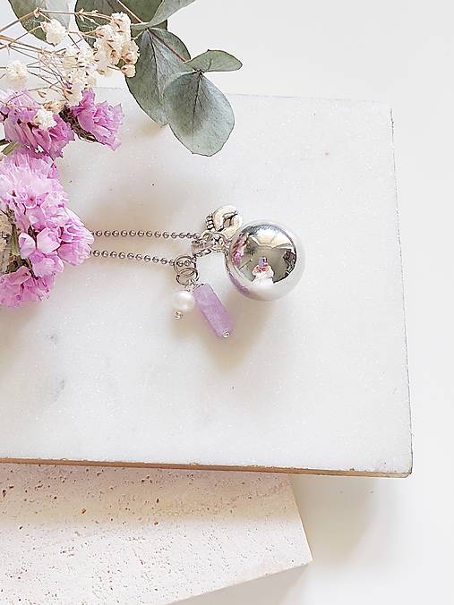 Náhrdelníky - TEHOTENSKÁ ROLNIČKA pre budúce mamičky ♥ PERLA, AMETYST, OCEĽ - 17564743_