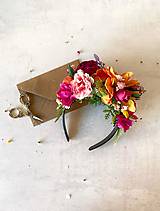 Čiapky, čelenky, klobúky - Frida obojstranná čelenka "cesta do záhrady snov" - oranžový kvet - 17563531_