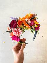 Čiapky, čelenky, klobúky - Frida obojstranná čelenka "cesta do záhrady snov" - oranžový kvet - 17563538_