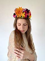 Čiapky, čelenky, klobúky - Frida obojstranná čelenka "cesta do záhrady snov" - oranžový kvet - 17563878_