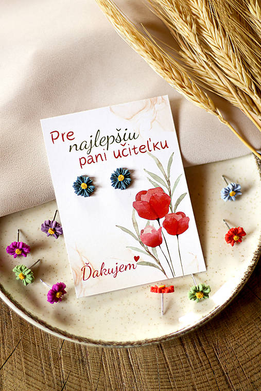 Náušnice - PANI UČITEĽKE - náušnice kvietky - 17566439_