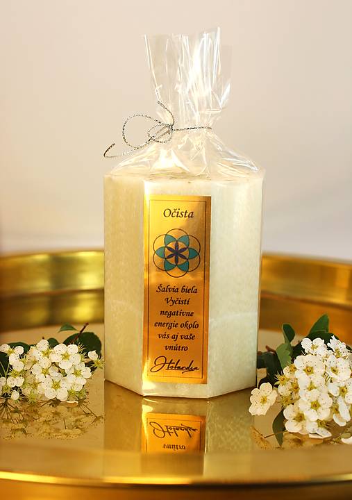 Sviečky - Očistná sviečka - Šalvia biela - 17567751_