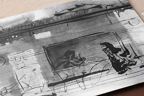 Akvarelový obraz - Dám si aj kávu aj čaj