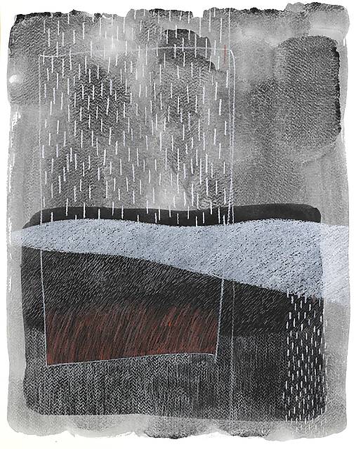 Akvarelový obraz - V daždi