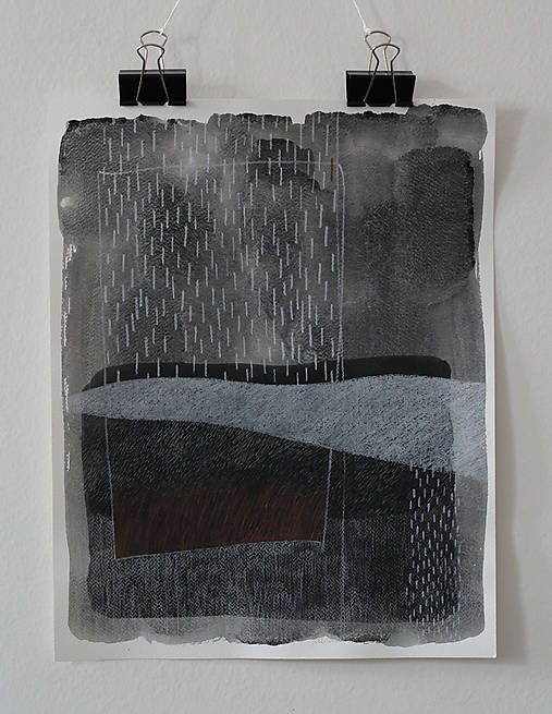 Akvarelový obraz - V daždi