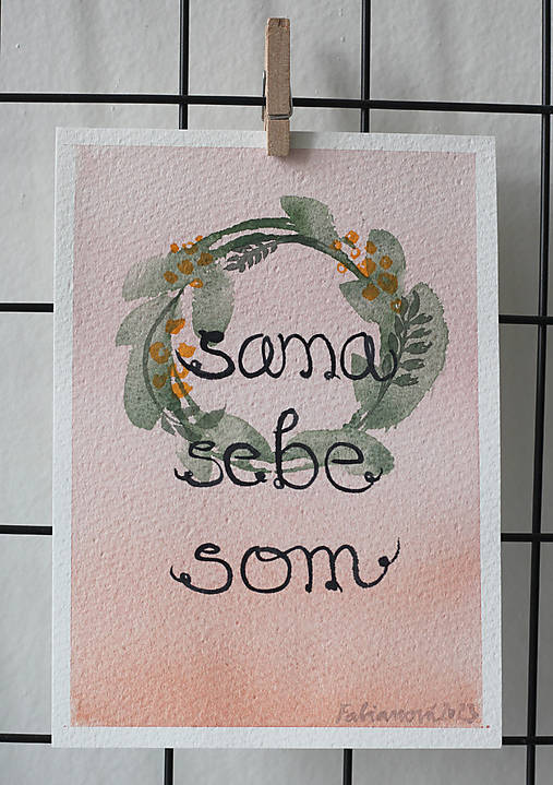 Akvarelová motivačná karta - Sama sebe som