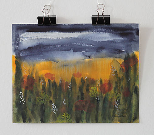 Akvarelový obraz - Pred búrkou