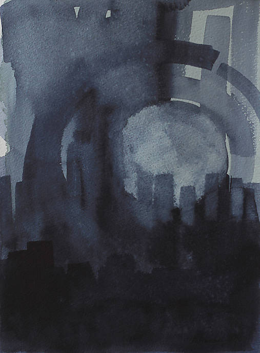 Akvarelový obraz - Nad mestom