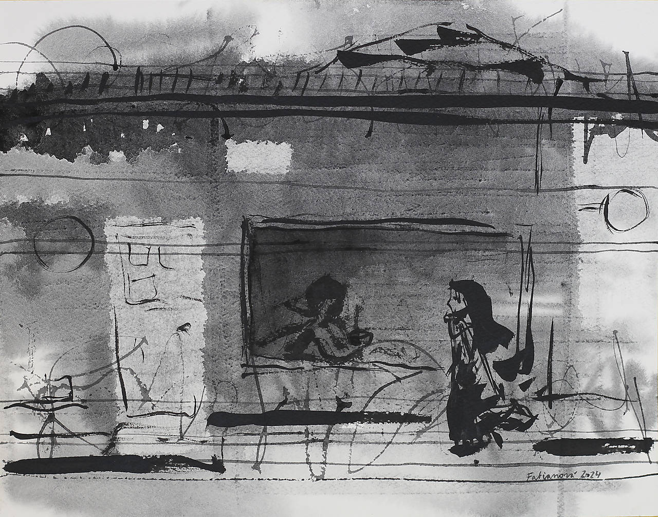 Akvarelový obraz - Dám si aj kávu aj čaj