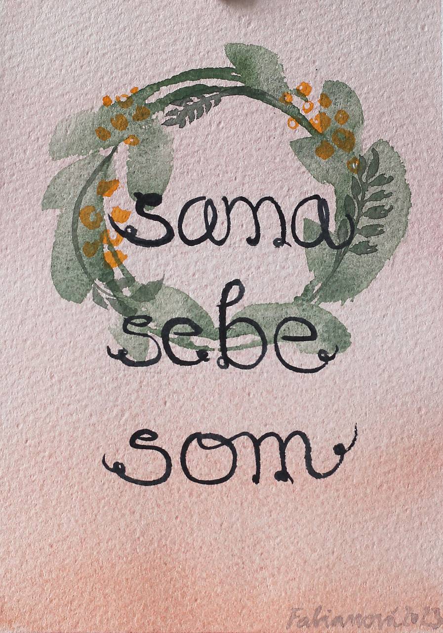 Akvarelová motivačná karta - Sama sebe som