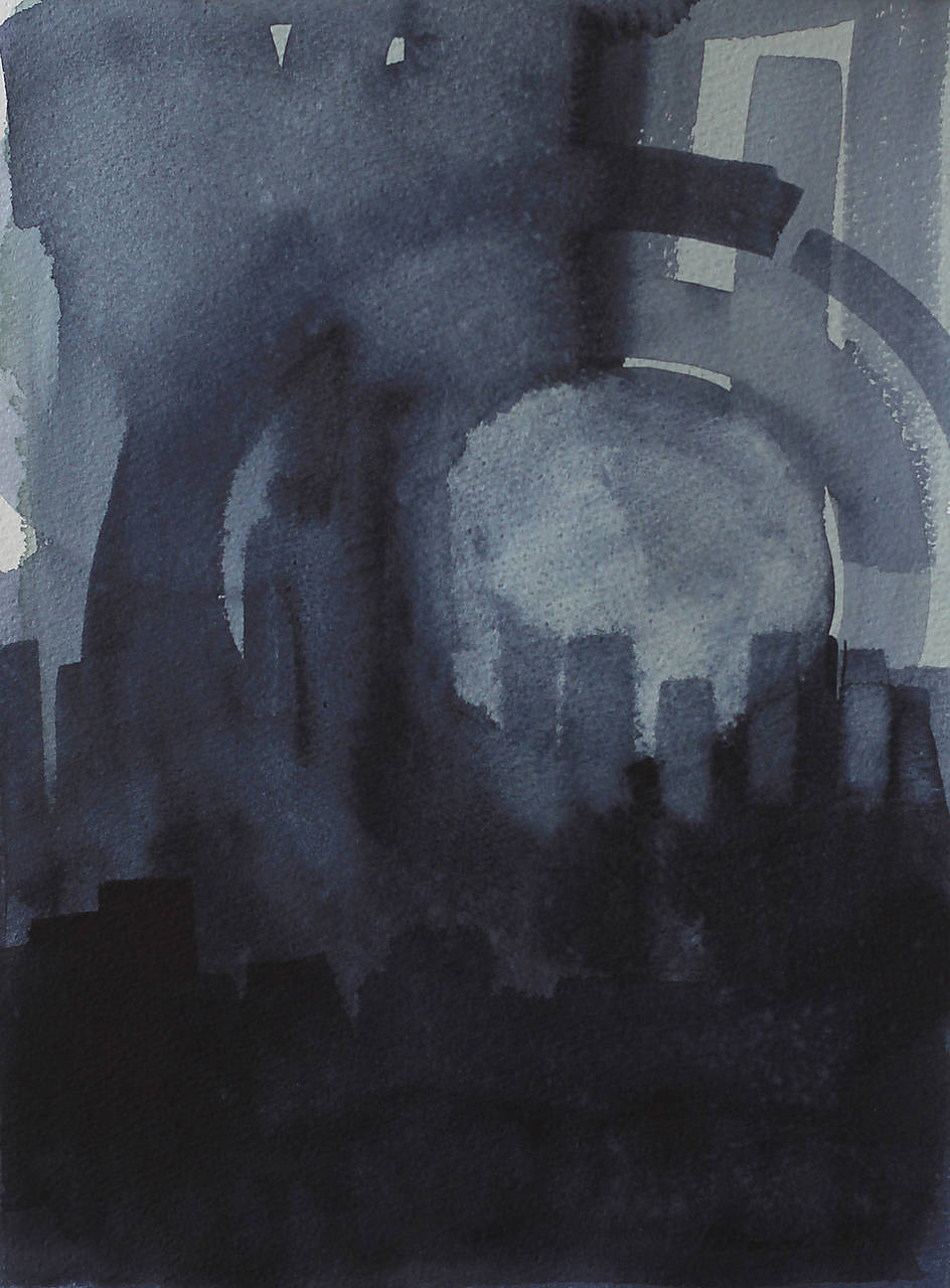 Akvarelový obraz - Nad mestom