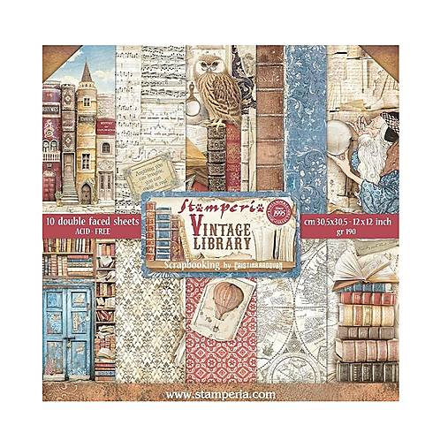 Papier - Scrapbook papier Stamperia Vintage Library 12 x 12 - 17569304_