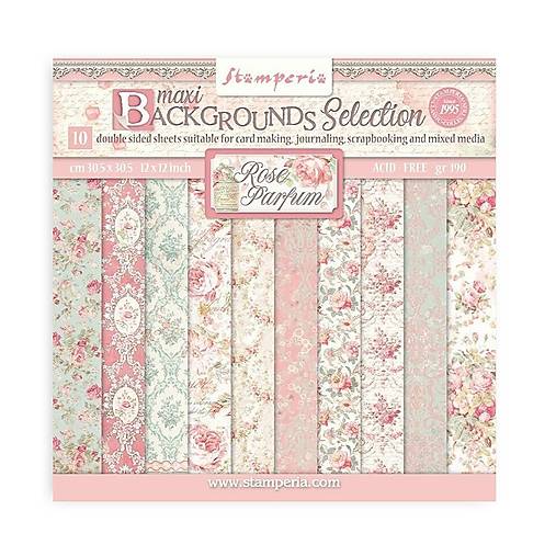 Papier - Scrapbook papier Stamperia Rose Parfum Backgrounds Selection 12 x 12 - 17570043_