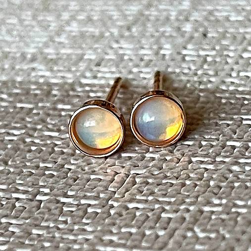 Welo Opal Rose Gold Plated AG925 Earrings / Strieborné náušnice s opálmi pozlátené ruž. zlatom E013