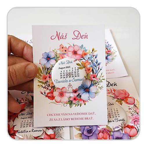 Darčeky pre svadobčanov - Náš Deň - Floral 004 - svadobná magnetka - 17568603_