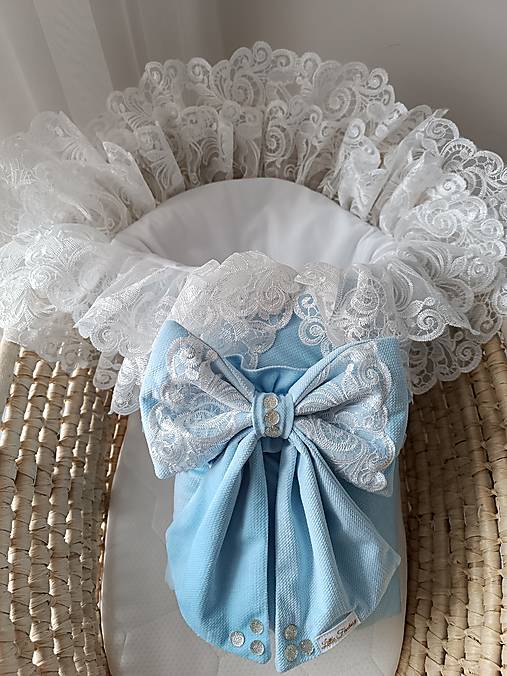Detský textil - Modrá krstová zavinovačka Little Fantasy - 17569222_