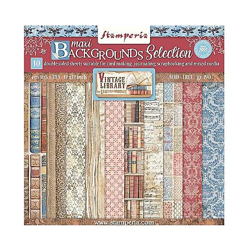 Papier - Stamperia scrapbook papier  Vintage Library Back Grounds Selection12 x 12 - 17571362_