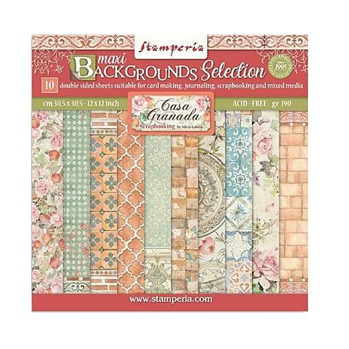 Papier - Scrapbook papier Stamperia 12x12 Casa Granada Maxi Backgrounds Selection - 17571733_