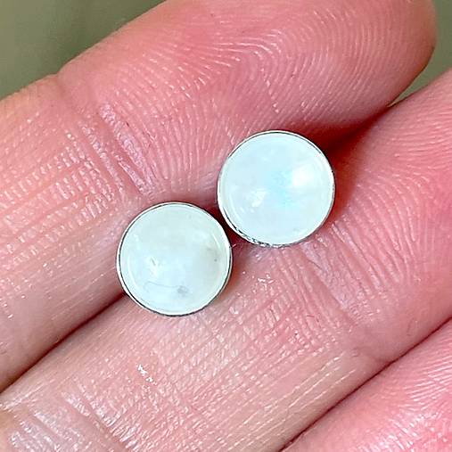 SUPER CENA Moonstone Silver Ag925 Stud Earrings / Strieborné náušnice s mesačným kameňom E055