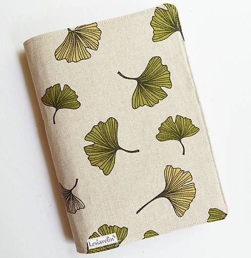 Papiernictvo - Obal na knihu nastaviteľný - Ginko zelené (režný) - 17571474_