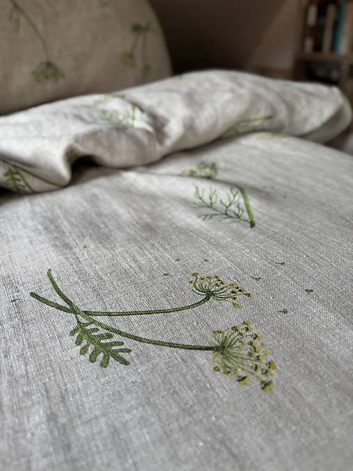 Úžitkový textil - Lněné povlečení Fenykl - 17571419_