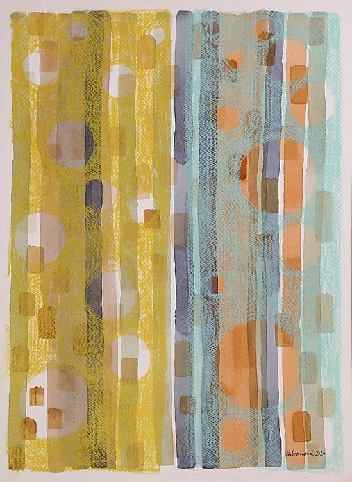 Akvarelový obraz - V kruhoch