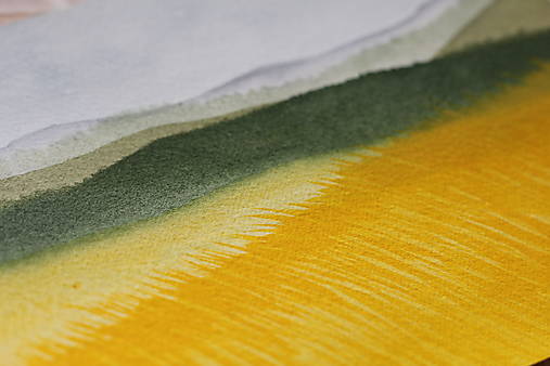 Akvarelový obraz - Žlté pole