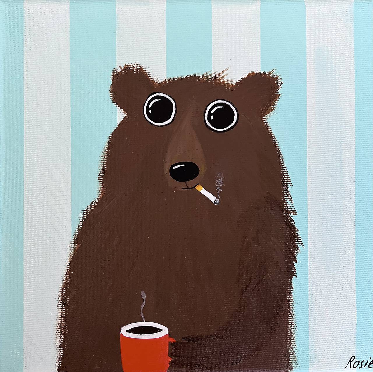 Zalievaná káva, originál obraz 20x20