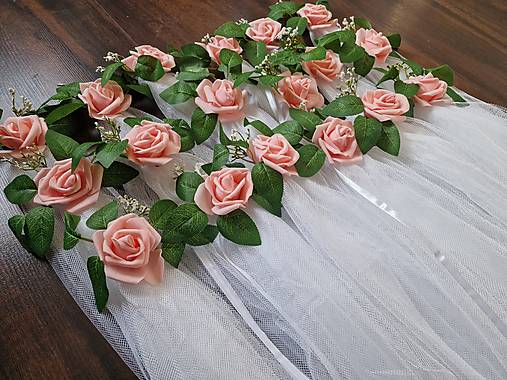 Dekorácie - Mašľa univerzalna s broskyňovymi ružami - 17573020_