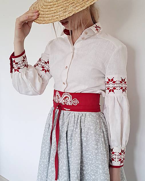 Blúzky a košele - Ľanová košeľa detva.  - 17573596_