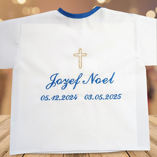 Detské oblečenie - Košieľka na krst k03 modrá tmavá so zlatou - 17573654_