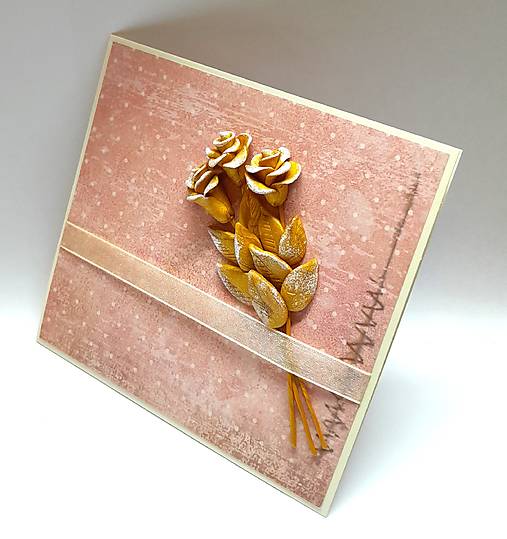 Papiernictvo - Blahoželanie k narodeninám ... zlaté ruže  - 17575557_