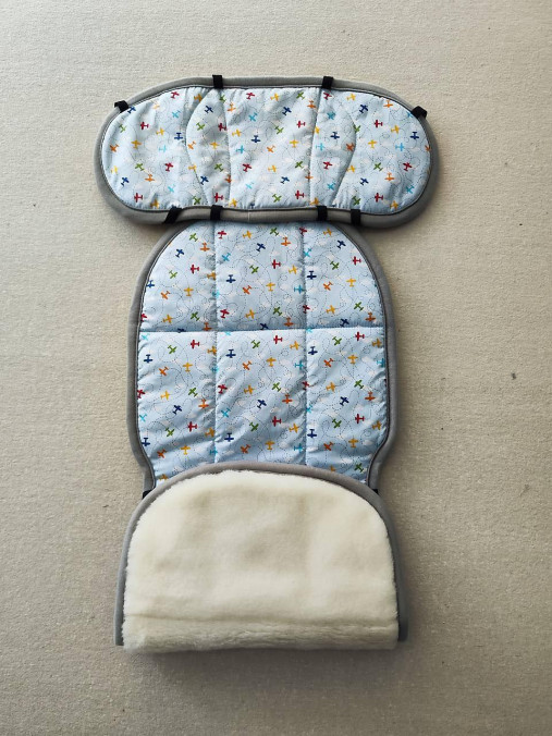 Detský textil - VLNIENKA Podložka do autosedačky Cybex Solution T i-fix 100 % Merino proti poteniu a prechladnutiu  Lietadlo - 17575835_
