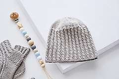 Detské čiapky - Letná pletená čiapka pre bábätko - sivá - 17575000_