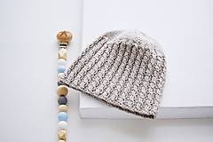 Detské čiapky - Letná pletená čiapka pre bábätko - sivá - 17575001_
