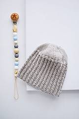 Detské čiapky - Letná pletená čiapka pre bábätko - sivá - 17575003_