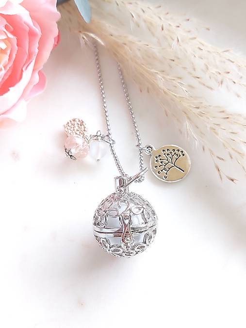 Náhrdelníky - Mexická bola/ tehotenská rolnička HARMONY | (nerez oceľ, minerály) - 17575702_