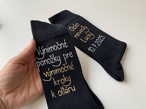 Maľované ponožky pre ocka nevesty čierne folk