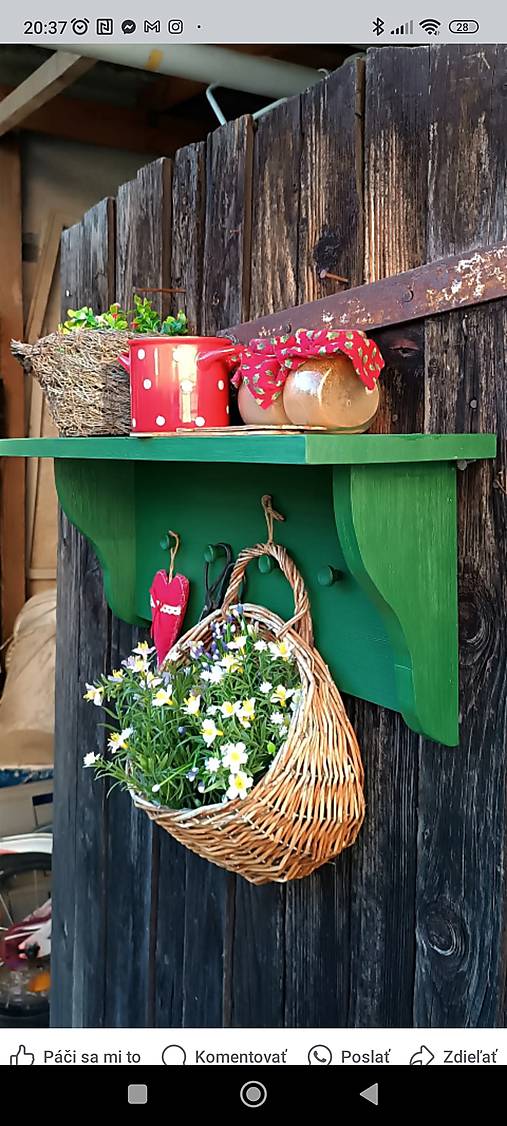 Nábytok - Zelená vidiecka polica- kúzlo prírody vo vašom domove - 17574561_