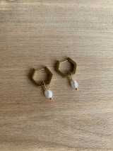 Náušnice - náušnice zlaté - oceľ (zlatá ,biele perly) - 17575269_